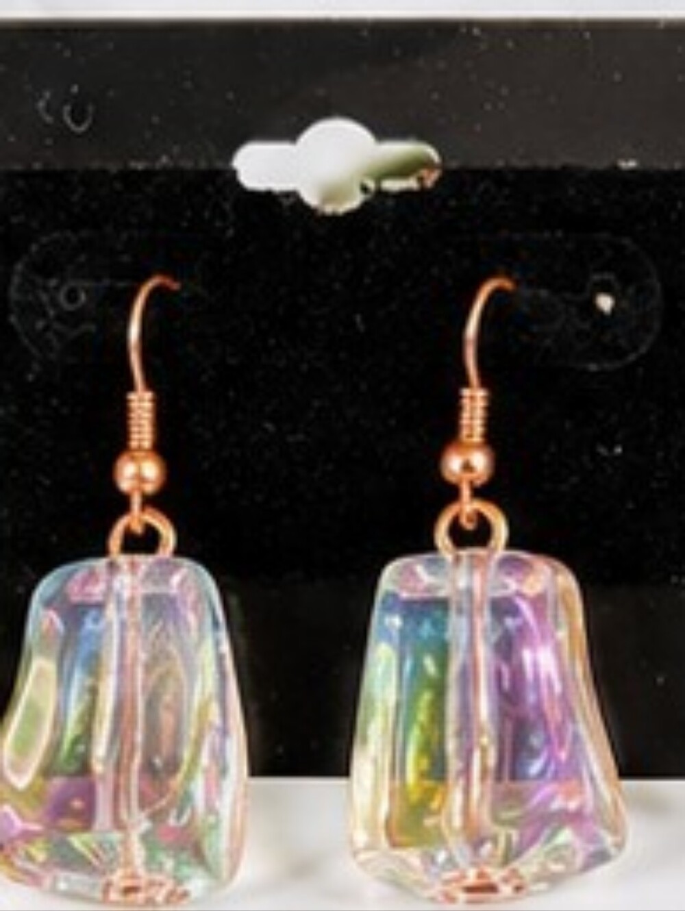 Vintage Y2K Iridescent Lucite Necklace & Earring Set Copper Tone AB Statement - Picture 4 of 7